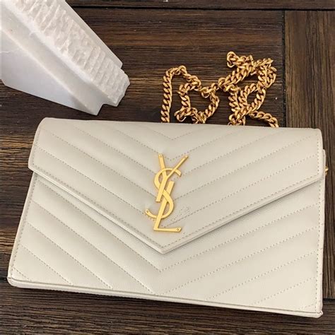 YSL white clutch bag